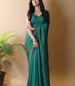 Teal irsia solid shimmer georgette silk party wear sarees
