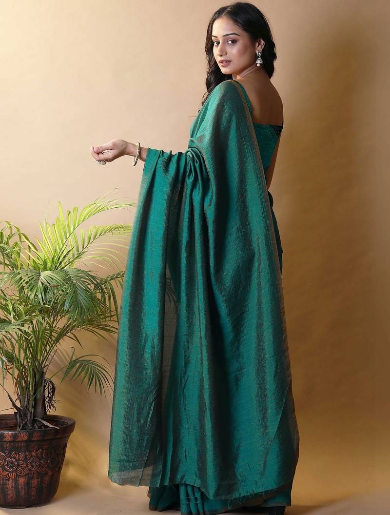 Teal irsia solid shimmer georgette silk party wear sarees