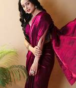 Maroon satin saree
