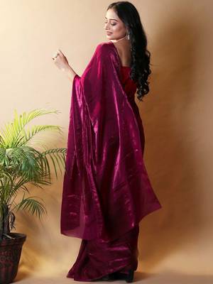 Maroon satin saree 4