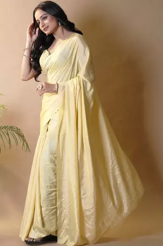 Yellow silk blend saree