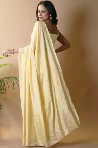 Yellow silk blend saree