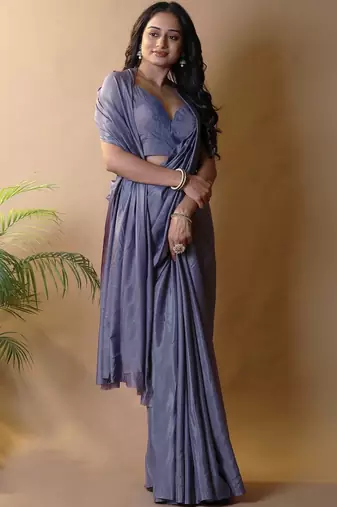 Purple silk blend saree