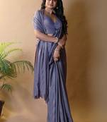 Purple silk blend saree