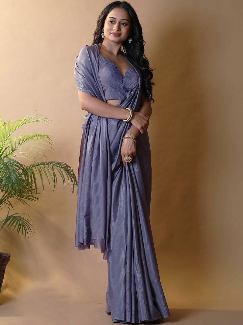Purple silk blend saree