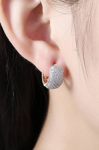 White fancy hoop earrings cz studded festive casual wear jewelry for