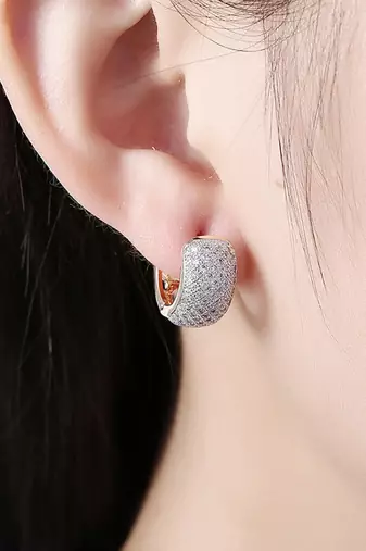White fancy hoop earrings cz studded festive casual wear jewelry for