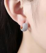 White fancy hoop earrings cz studded festive casual wear jewelry for
