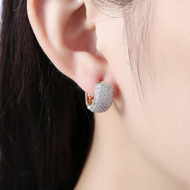 White fancy hoop earrings cz studded festive casual wear jewelry for