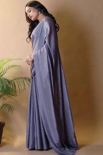 Purple silk blend saree