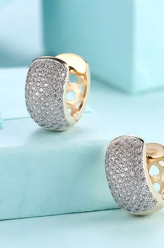White fancy hoop earrings cz studded festive casual wear jewelry for