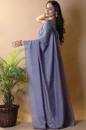 Purple silk blend saree