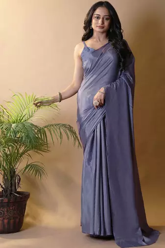 Purple silk blend saree