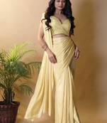 Yellow silk blend saree