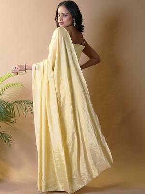 Yellow silk blend saree 3