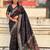 Black ethnic motifs embroidered silk blend baluchari saree