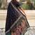 Black ethnic motifs embroidered silk blend baluchari saree