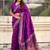 Purple woven design zari silk blend baluchari saree