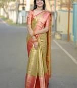 Mustard floral zari kanjeevaram saree