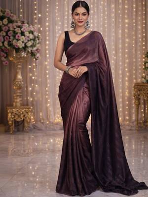 Purple satin saree 1