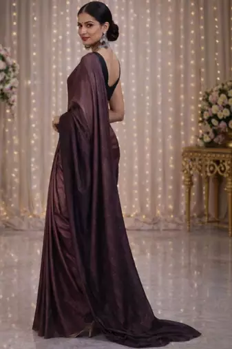 Purple satin saree