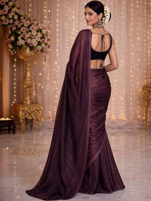 Purple satin saree 5