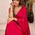 Red sequinned satin designer saree