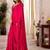 Red sequinned satin designer saree