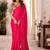 Red sequinned satin designer saree