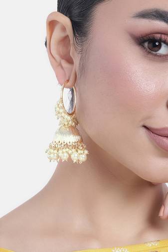 Gold plated beads studded jhumki earrings ethnic jewelry