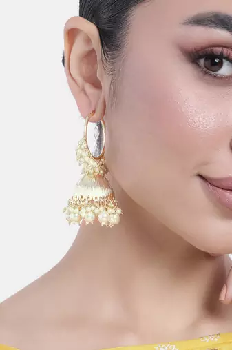 Gold plated beads studded jhumki earrings ethnic jewelry