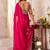 Red sequinned satin designer saree