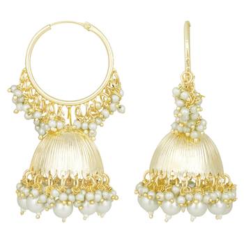 Gold plated beads studded jhumki earrings ethnic jewelry 2