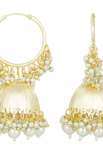Gold plated beads studded jhumki earrings ethnic jewelry