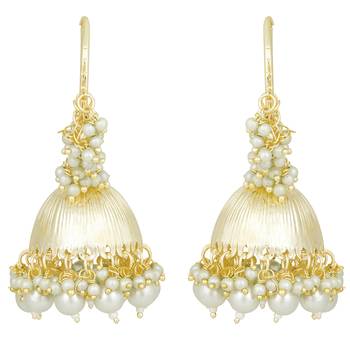 Gold plated beads studded jhumki earrings ethnic jewelry 3