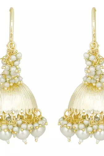 Gold plated beads studded jhumki earrings ethnic jewelry