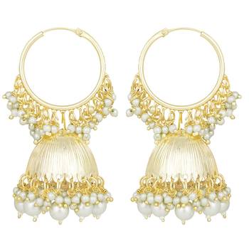 Gold plated beads studded jhumki earrings ethnic jewelry 5