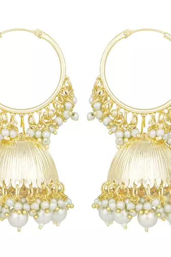 Gold plated beads studded jhumki earrings ethnic jewelry