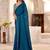 Blue kutchi embroidery satin designer saree