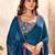 Blue kutchi embroidery satin designer saree
