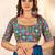 Blue kutchi embroidery satin designer saree