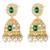Kundan & beads studded green jhumki earrings ethnic jewelry for women