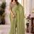 Olive kutchi embroidery satin saree