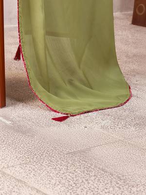 Olive kutchi embroidery satin saree 4