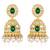 Kundan & beads studded green jhumki earrings ethnic jewelry for women