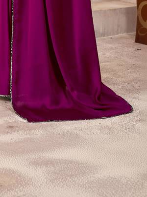 Purple sequinned satin saree 4