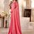 Peach ethnic motifs kutchi embroidery satin designer saree