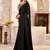 Black ethnic motifs kutchi embroidery satin designer saree