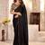 Black ethnic motifs kutchi embroidery satin designer saree