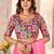 Pink kutchi embroidery satin designer saree